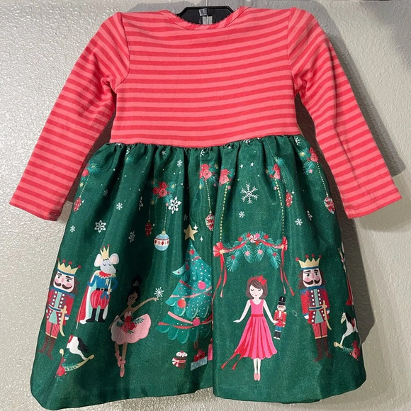 Iris & Ivy Kids' Nutcracker Stripe Long Sleeve Party Dress - Size 18M - Picture 4 of 6